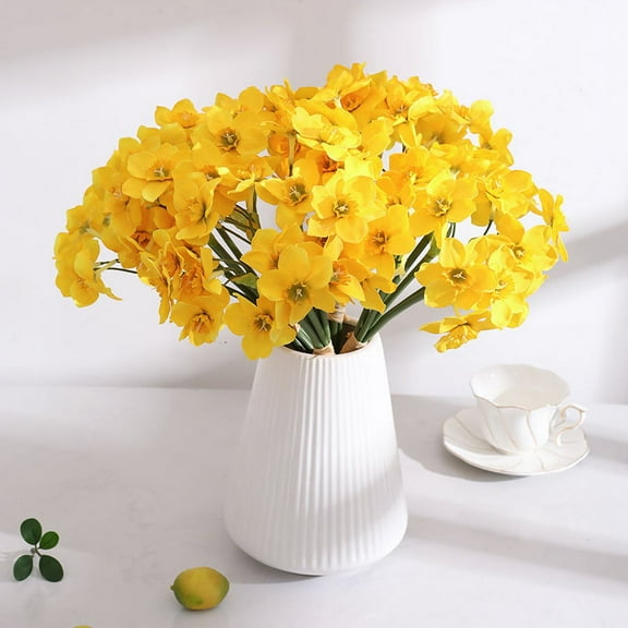 Morttic 6PCS Artificial Daffodil Flowers 15.8 Inches Narcissus Spring Flower Fake Silk Flower Arrangement for Home Wedding Decor