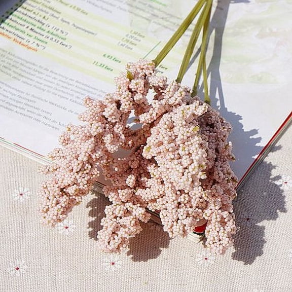 Morttic 6PCS Artificial Vanilla Mini Foam Berry Spike Home Wedding Table Artificial Flowers Bouquet Decoration (Pink)