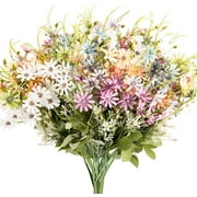 Morttic 6PCS Artificial Wildflowers Spring Flowers Outdoor Fake Daisy Bouquets Bundle UV Resistant Floral Decor Silk Colorful Wild Flower Faux Plants Bulk for Decoration Home Decor