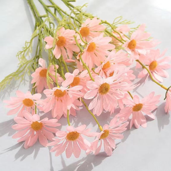 Morttic 6Pcs Artificial Silk Daisy Fake Flowers Faux Gerber Daisies Bouquet Arrangements for Home Party Room Office Kitchen Tables Wedding Centerpieces Decoration (Pink)