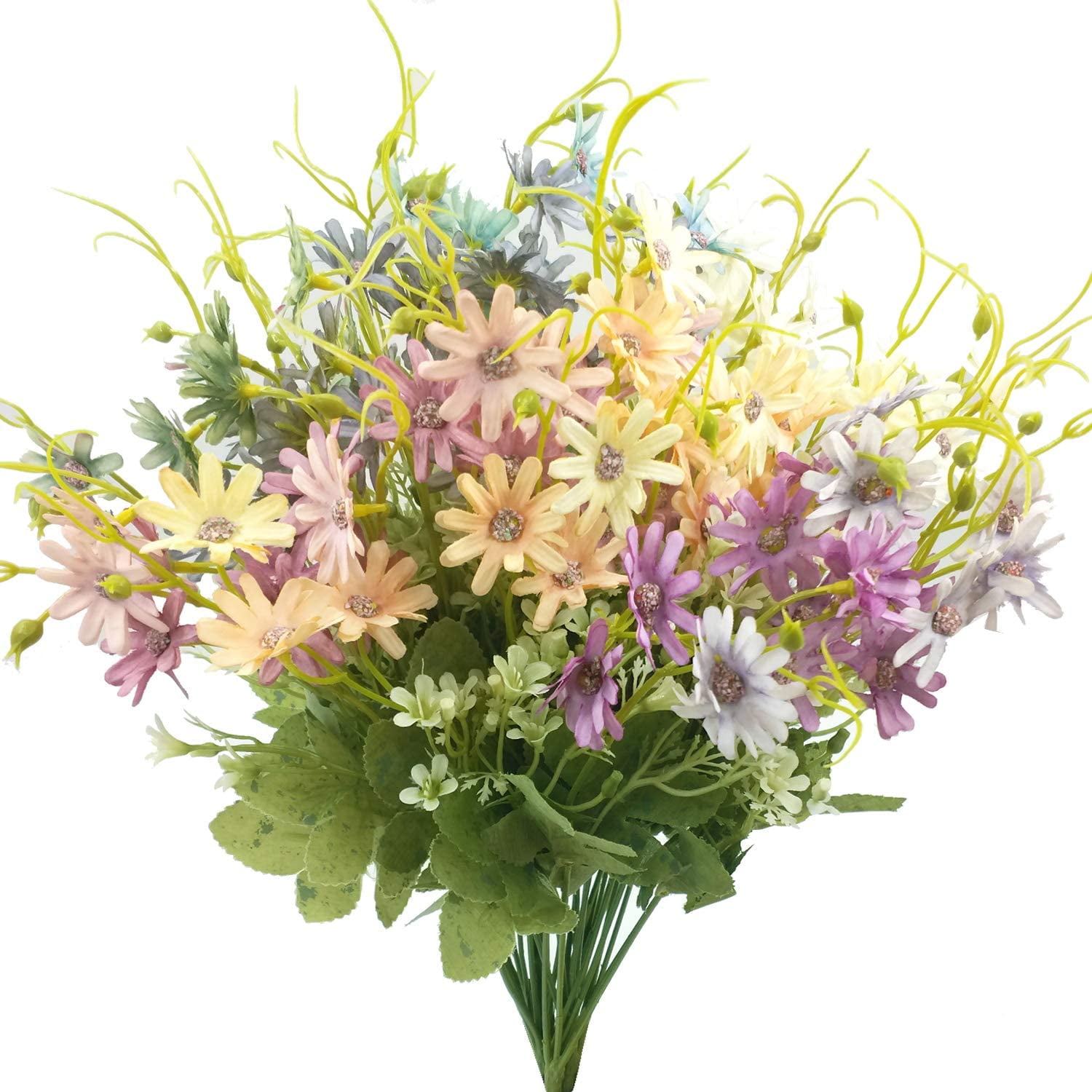 Multicolor Silk and Plastic Daisy Outdoor Tabletop Centerpiece