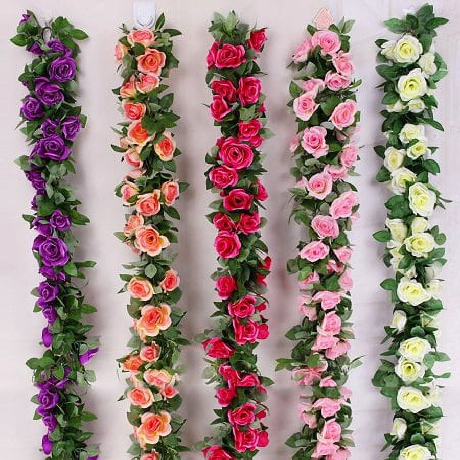 Morttic 7 Feet Fake Rose Vine Flowers Plants Artificial Flower Hanging Rose Ivy Home Hotel Office Wedding Party Garden Craft Art Decor (Rose Pink ,4pcs)