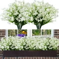 thumbnail image 1 of Morttic 8 Bundles Artificial Daffodils Flowers Faux Plastic Lotus Shrubs UV Resistant No Fade Faux Greenery for Bridal Bouquet Home Garden Hanging Planter Porch Patio Office Wedding Decor (White), 1 of 7