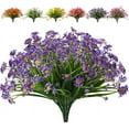 thumbnail image 1 of Morttic 8 Bundles Artificial Daisy Flowers UV Resistant No Fade Fake Greenery Faux Plastic Flowers for Wedding Garden Hanging Planter Indoor Porch Patio Office Home Decoration (Purple), 1 of 10