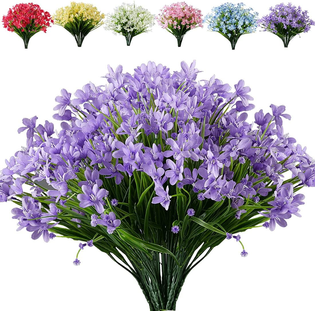 Morttic 8 Bundles Artificial Daffodils Flowers Outdoor UV Resistant ...