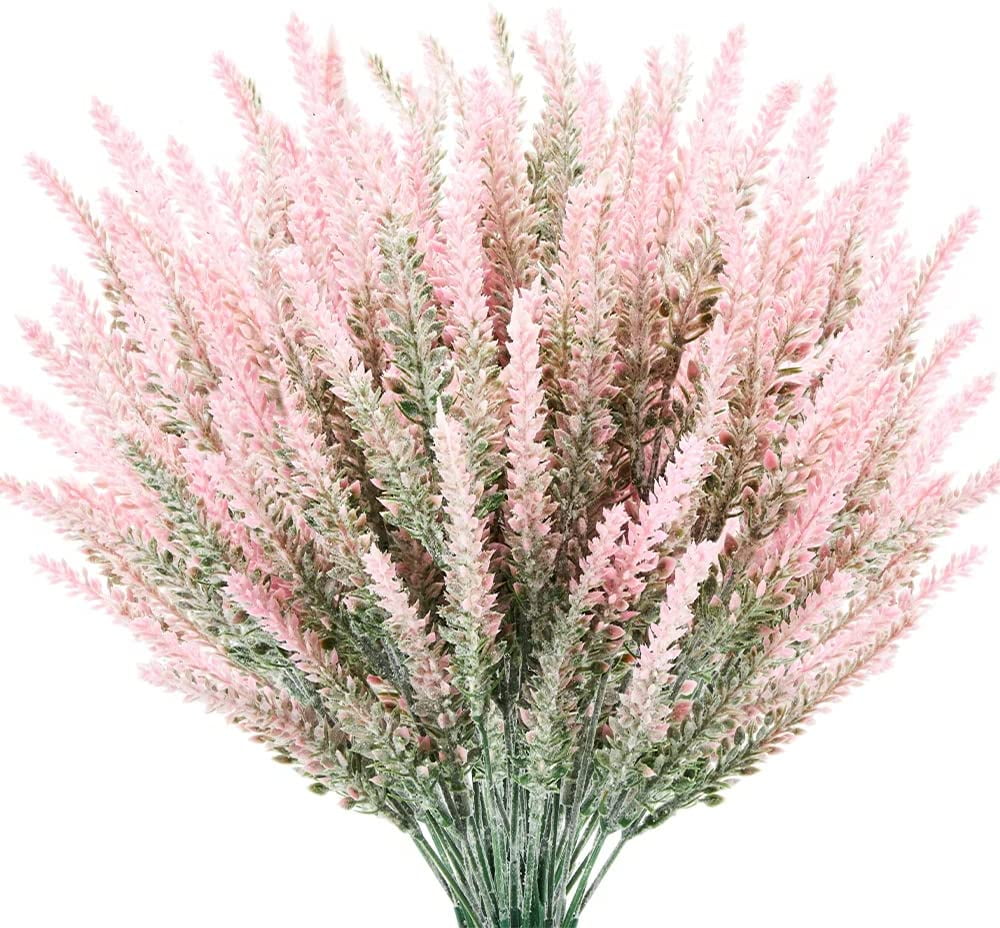 Morttic 8 Bundles Artificial Lavender Fake Flowers, Outdoor UV ...