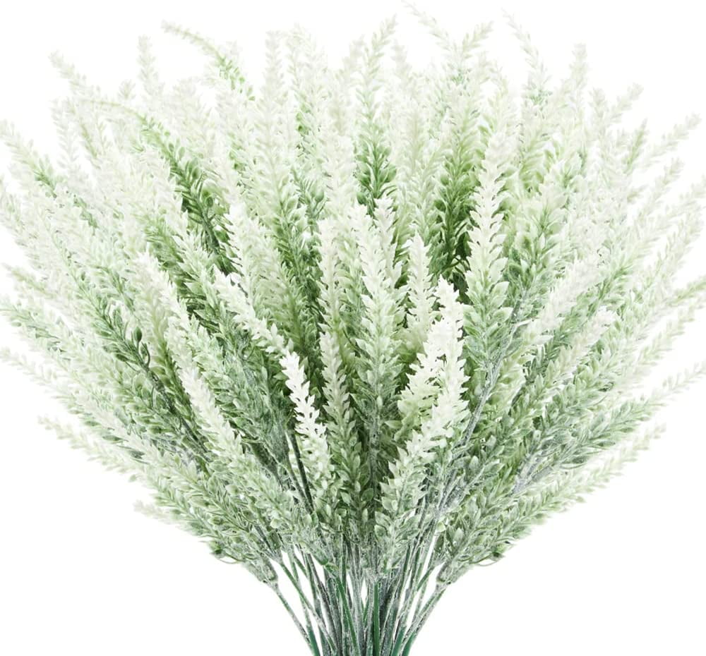 Morttic 8 Bundles Artificial Lavender Fake Flowers, Outdoor UV ...