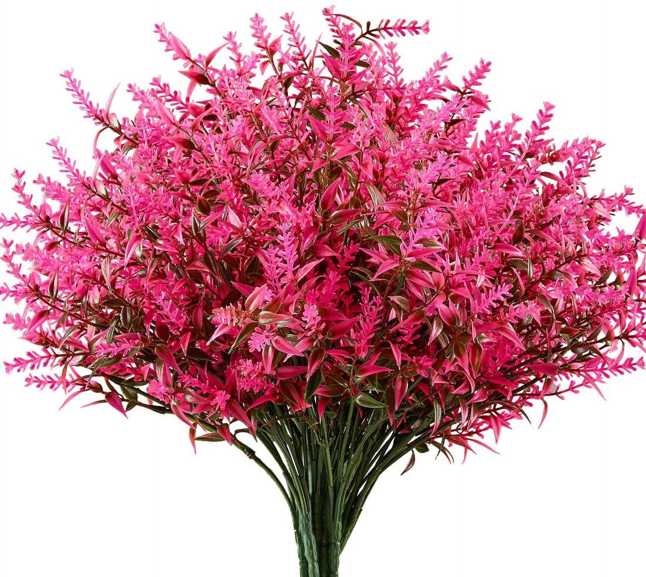 Morttic 8 Bundles Artificial Lavender Flowers Outdoor UV Resistant Fake ...