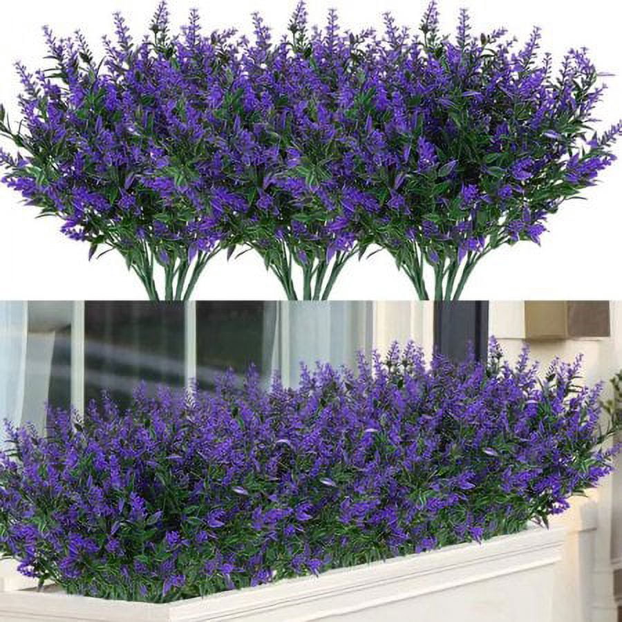 Morttic 8 Bundles Artificial Lavender Flowers, Outdoor UV Resistant ...