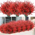 thumbnail image 1 of Morttic 8 Bundles Outdoor Artificial Flowers Vine Plants, Faux Greenery for Indoor Outside Hanging Plants Garden Porch Window Box Home Wedding Farmhouse Decor (Red), 1 of 7