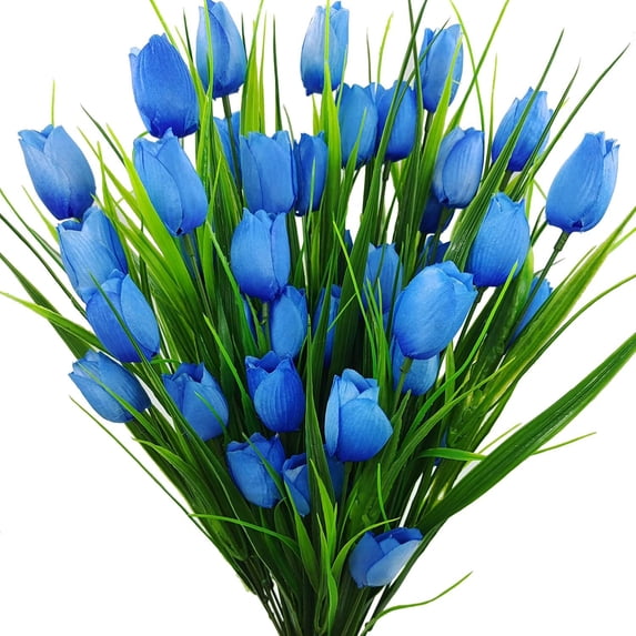 Morttic 8 Bundles Outdoor Artificial Tulips Fake Flowers UV Resistant ...