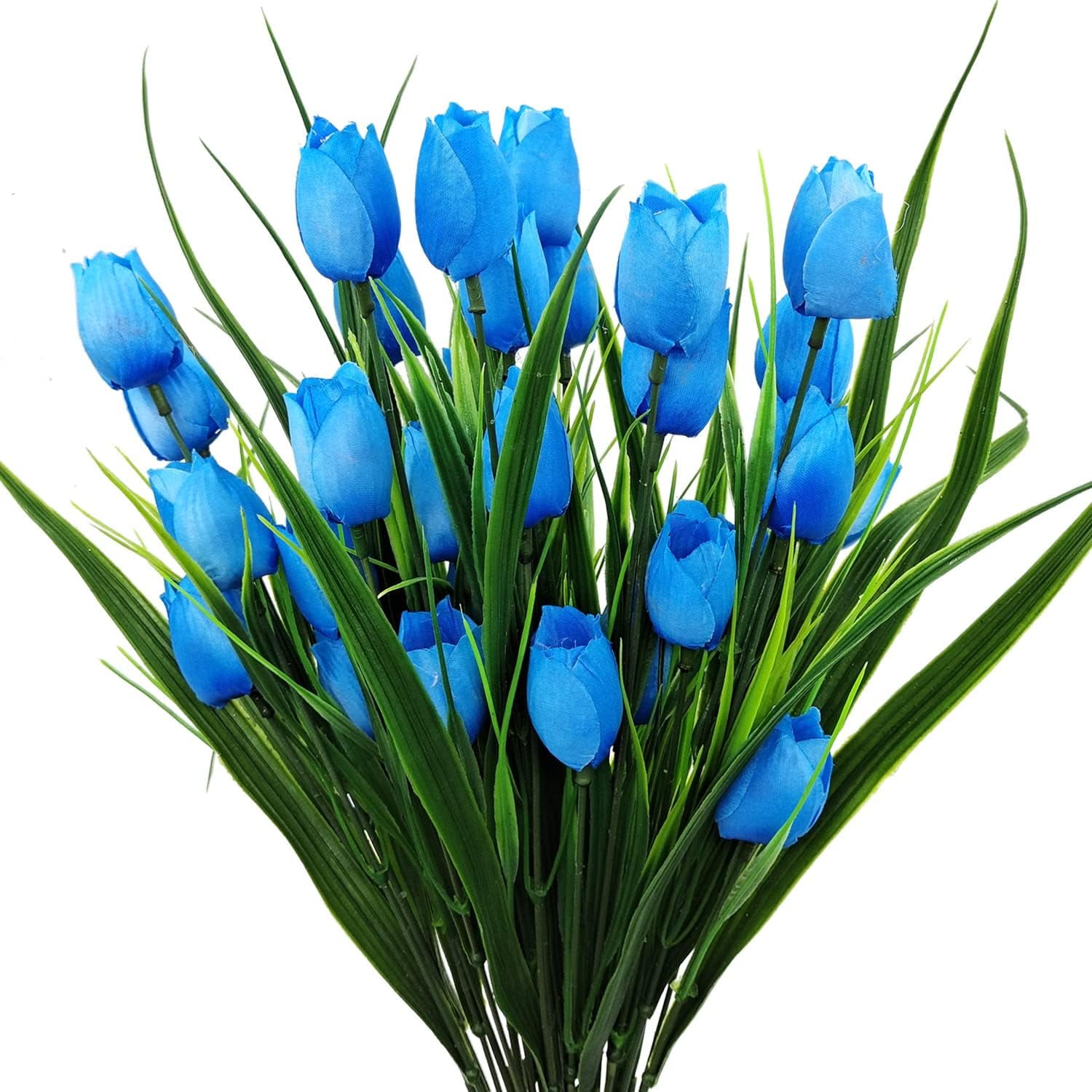 Morttic 8 Pcs Tulips Artificial Flowers for Outdoors, Fake Plants Faux Plastic Silk Floral Arrangement for Home Indoor Outside Table Vase Garden Spring Decor