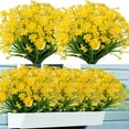 thumbnail image 1 of Morttic 8 bundlesArtificial Daisies UV Resistant Flowers Outdoor Chrysanthemum Mums Fake Plants White Gerber Daisy Greenery Plastic Faux Cemetery Flowers for Graves Hanging Outside Planter  (Yellow), 1 of 8