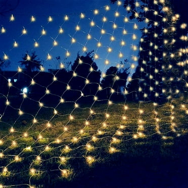 Morttic 96 LED Net Lights Outdoor Mesh Lights, 8 Modes 4.9ft x 4.9ft Net Lights for Bushes Plug in, Waterproof Christmas Net String Lights for Bushes Ceiling Wedding (Warm White)