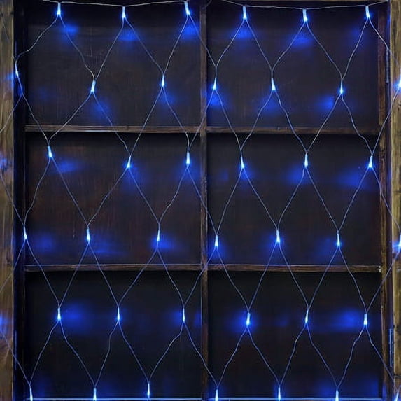 Morttic 96 LED Net Lights Outdoor Mesh Lights, 8 Modes 4.9ft x 4.9ft Net Lights for Bushes Plug in, Waterproof Christmas Net String Lights for Bushes Ceiling Wedding (Blue)