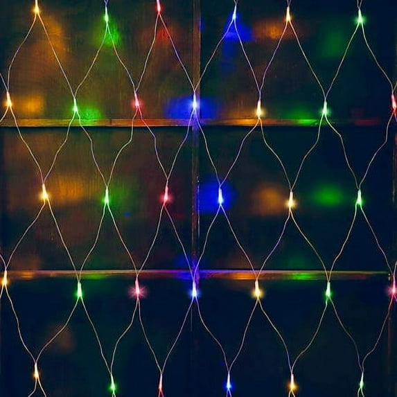 Morttic 96 LED Net Lights Outdoor Mesh Lights, 8 Modes 4.9ft x 4.9ft Net Lights for Bushes Plug in, Waterproof Christmas Net String Lights for Bushes Ceiling Wedding (Multicolor)