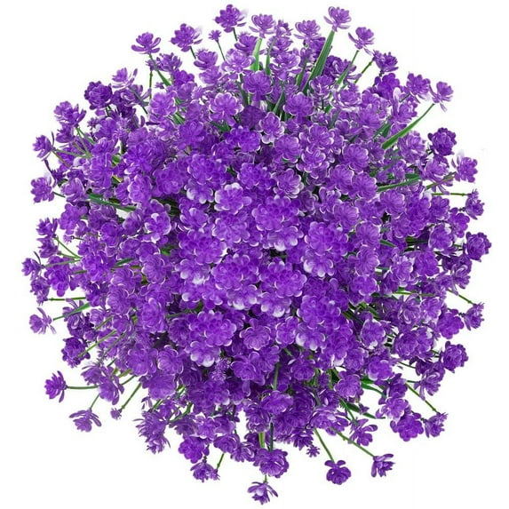 Morttic Artificial Fake Flower 6 Bundles Home Greenery Shrubs Party Bushes Plants Wedding Decor Indoor Outside UV Resistant Hanging Planter Home Garden Decor (Purple)