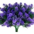thumbnail image 1 of Morttic Artificial Fake Flowers, 6 Bundles Large UV Resistant Faux Plastic Greenery Foliage Plants Shrubs for Garden,Indoor Wedding, Outside Hanging Planter, Farmhouse Decoration (Purple 1), 1 of 14