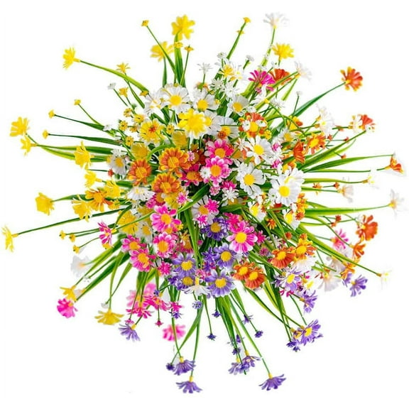 Morttic Artificial Flowers,Artificial Plants Outdoor 6 Packs Plastic Flowers Fake Daisy Faux Plant UV Resistant Greenery for Garden Home Decor