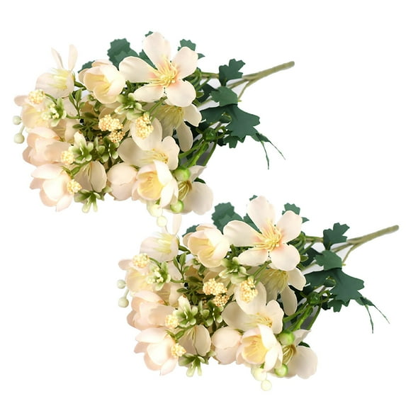 Morttic 2 pcs Artificial Flowers Stem Succulents Plant Wedding Home Office Bouquet Décor 5 Forks Fake Cherry Blossoms(Rose Pink)