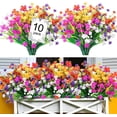 thumbnail image 1 of Morttic Artificial Flowers for Outdoors Plastic UV Resistant Faux Flowers Decoration Greenery Garden Shrubs，Bulk Fake Flowers in Vase (Mix Color 10pcs), 1 of 7