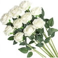 thumbnail image 1 of Morttic Artificial Flowers Silk Roses Fake Bridal Wedding Bouquet for Home Garden Party Floral Decor 10 Pcs (White), 1 of 7