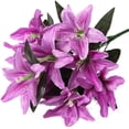 thumbnail image 1 of Morttic Artificial Lily 10 Heads Fake Lily Artificial Flower Wedding Party Decor Bouquet Home Hotel Office Garden Craft Art Decor Purple, 1 of 4