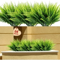 Morttic Artificial Plants, Fake Boston Fern Greenery Outdoor UV Resistant No Fade Faux Plastic Plants Decoration for Home Front Porch Garden Farmhouse (Green-8 Persian Ferns)