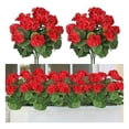 thumbnail image 1 of Morttic Artificial Red Geranium Silk Flowers Outdoor Plant Bush 2 Bundles Faux Flower  for Interior Decoration, Porch Garden Decoration, 1 of 7