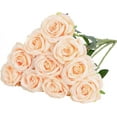 thumbnail image 1 of Morttic Artificial Silk Rose Flower Bouquet Lifelike Fake Rose for Wedding Home Party Decoration Event Gift 10pcs (Pure Champagne), 1 of 7