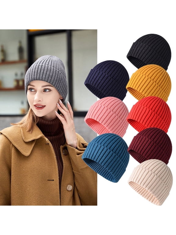 Beanie Hats for Men & Women Unisex Slouchy Beanie Soft Warm Cuffed Winter Knit Skull Cap Fisherman Beanie (Orange)
