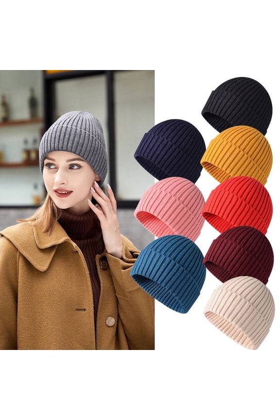 Beanie Hats for Men & Women Unisex Slouchy Beanie Soft Warm Cuffed Winter Knit Skull Cap Fisherman Beanie (Yellow)