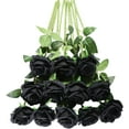 thumbnail image 1 of Morttic Black Roses Artificial Flower,12Pcs Realistic Single Stem Fake Silk Rose Bouquet for Wedding Party Home Centerpiece Hotel Office Halloween Decor, 1 of 6