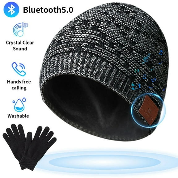 Morttic Bluetooth Beanie Hat with Gloves, Wireless Headphone Musical Cap for Women Men, Winter Soft Warm Knitted Hat for Biking Driving Running Camping Skiing Skating