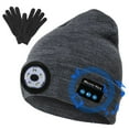 thumbnail image 1 of Morttic Bluetooth Beanie Hat with LED Light and Gloves, Unisex 5 LED Headlamp Cap with Headphones and Built-in Speaker Mic, Christmas Gifts for Men Women Teen (Grey), 1 of 13