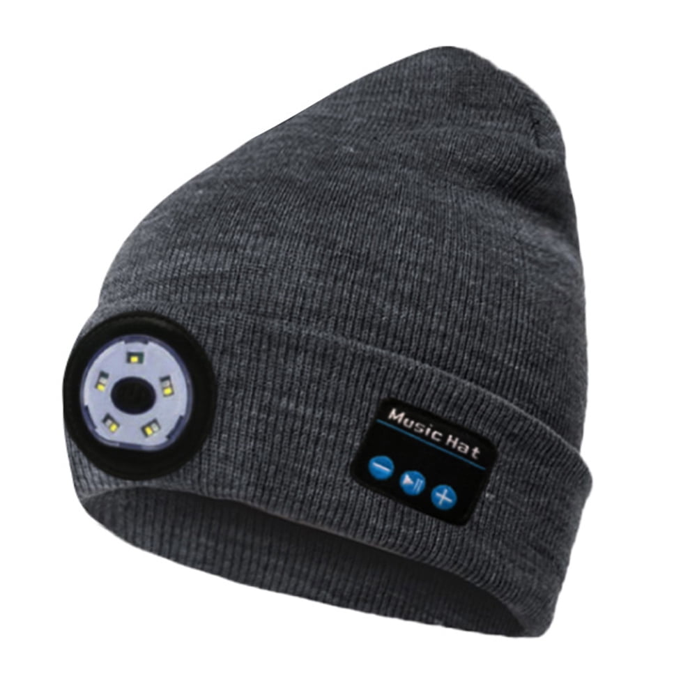 Mic Array Hat Morttic Bluetooth Beanie Hat with Light, Built-in Stereo Speakers & Mic ...