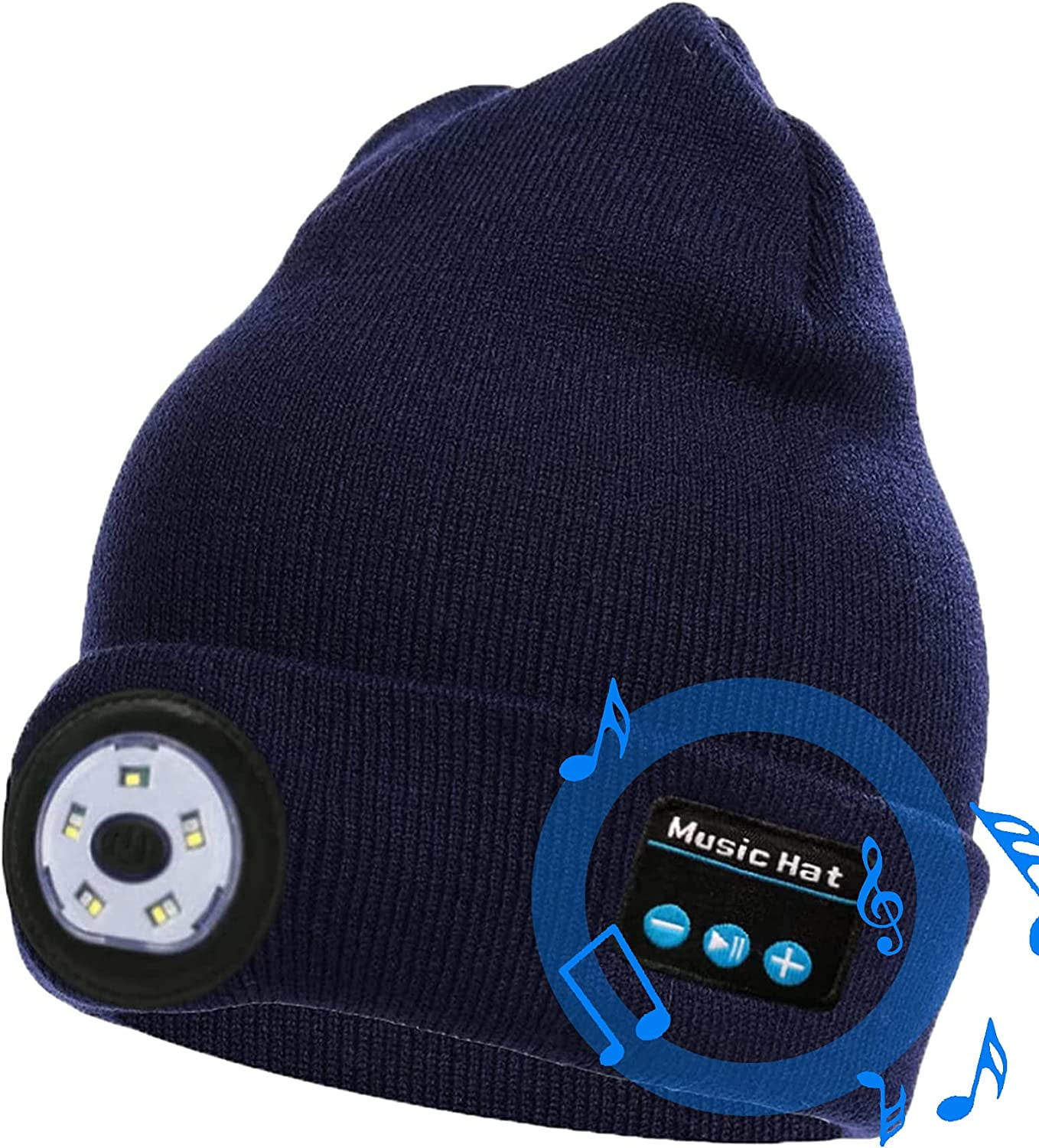 Mic Array Hat Morttic Bluetooth Beanie Hat with Light, USB Rechargeable Music Winter ...