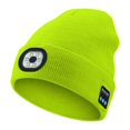 thumbnail image 1 of Morttic Bluetooth Beanie Hat with Light, Unisex USB Rechargeable 6 LED Headlamp Cap with Headphones, Built-in Stereo Speakers & Mic Winter Knitted Beanie Hat (Fluorescent Yellow), 1 of 8