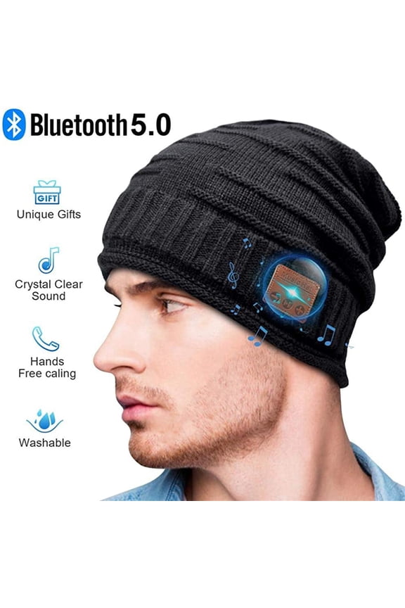 Bluetooth Beanie Hat, Upgraded Bluetooth 5.0 Knitted Hat, Gifts for Men and Women, Teens, Wireless Headphone Built-in HD Stereo Speakers for Christmas Stocking Stuffers