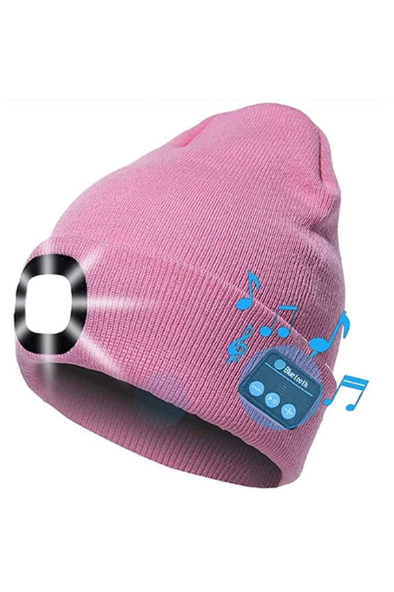 Bluetooth Beanie Hat with LED Headlight, Lighted Beanie Cap Rechargeable with Wireless Bluetooth Hands Free Head Hat Winter Warm Knit Cap