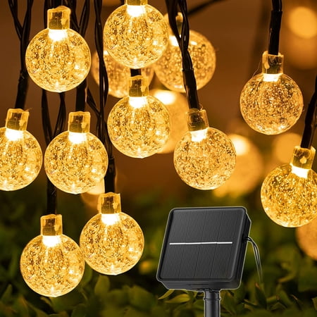 Morttic Brightown Solar String Lights Outdoor Waterproof 60 Led 35.6 FT 8 Lighting Modes Globe Fairy Lights, Solar Powered Patio Lights for Garden Yard Gazebos Camping Party Holiday (Warm White)