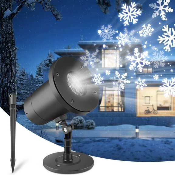 Morttic Christmas Blizzard White Projector Light Romantic Rotating Waterproof Snowflake Light Christmas Gift