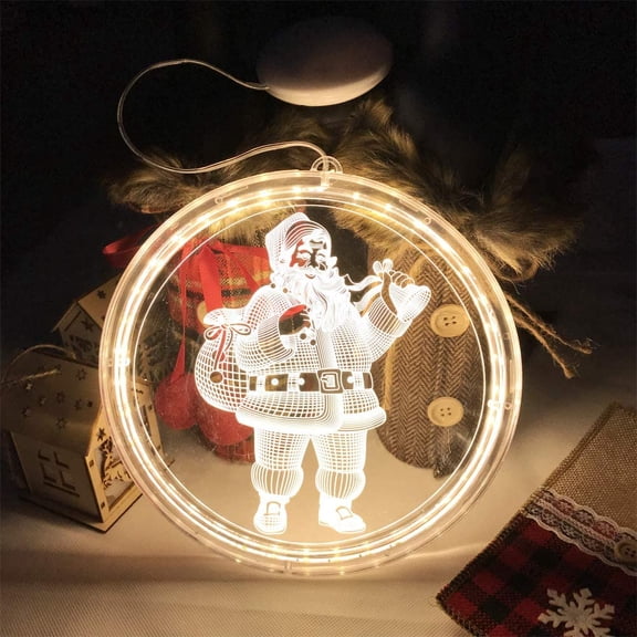 Morttic Christmas Hanging Lights ,Santa Panel LED Fairy Light Battery Powered, Wall Window Ornaments for Home, Living Room, Restaurant, Showcase Decoration (Santa)