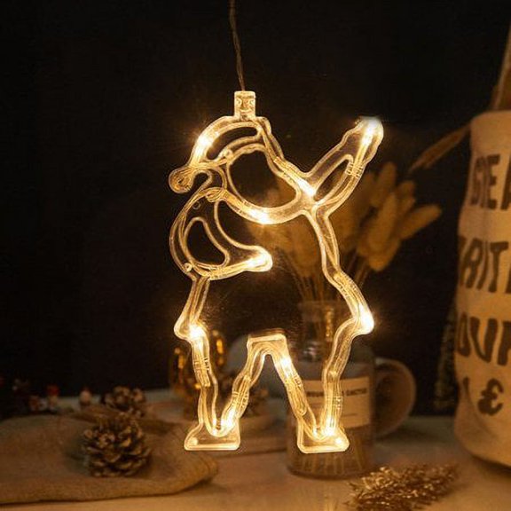 Morttic Christmas LED String Light Window Decor with Sucker Hook Battery Operated Hanging String lights Xmas Festival Party Decoration (Santa Claus)