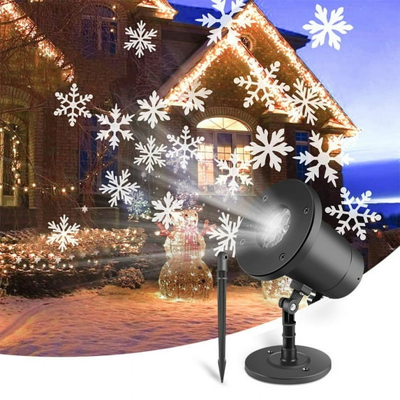 Morttic Christmas Moving Snowflake Projector Lights LED Spotlights Waterproof Landscape Lights for New Year Holiday Halloween Party Decoration Gifts