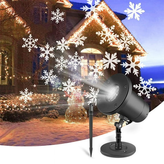 Morttic Christmas Moving Snowflake Projector Lights LED Spotlights Waterproof Landscape Lights for New Year Holiday Halloween Party Decoration Gifts