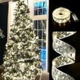 thumbnail image 1 of Morttic Christmas Ribbon Fairy Lights - 5M/16.4ft /50Led, Decoration Glow Ribbon Lights for Christmas Tree, DIY Lace Bow Battery Operated Xmas Tree Holiday Indoor Outdoor Decor(16.4ft-Gold-White), 1 of 7