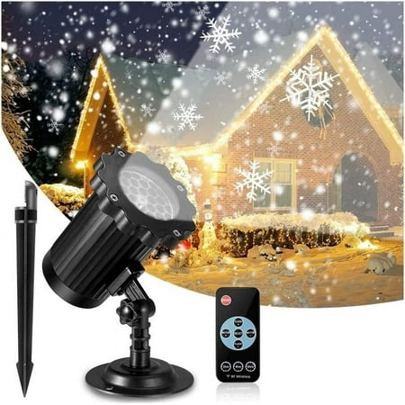 Morttic Christmas Snow Storm Projector Lights Outdoor Garden Stake Light LED Snowflake Lights Waterproof Landscape Remote Snowflakes for Indoor Gardens Homes Wedding Lawn Patio Holiday Decor