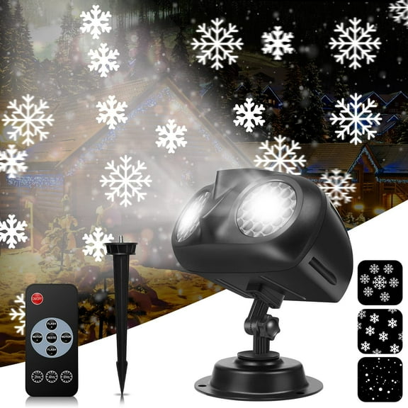 Morttic Christmas Snowflake Projector Lights,Outdoor Waterproof LED Snowfall Spotlight Projector with Remote, Landscape Decorative Light for Xmas Holiday Party Garden Patio Decor