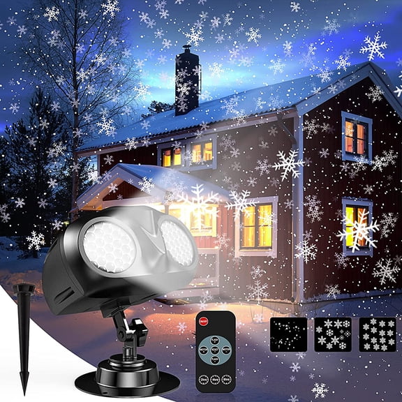 Morttic Christmas Snowflake Projector Lights with Remote Control, Updated LED Indoor Outdoor Waterproof Snowfall Projection Lamp for Christmas Xmas Holiday Party Home Decoration